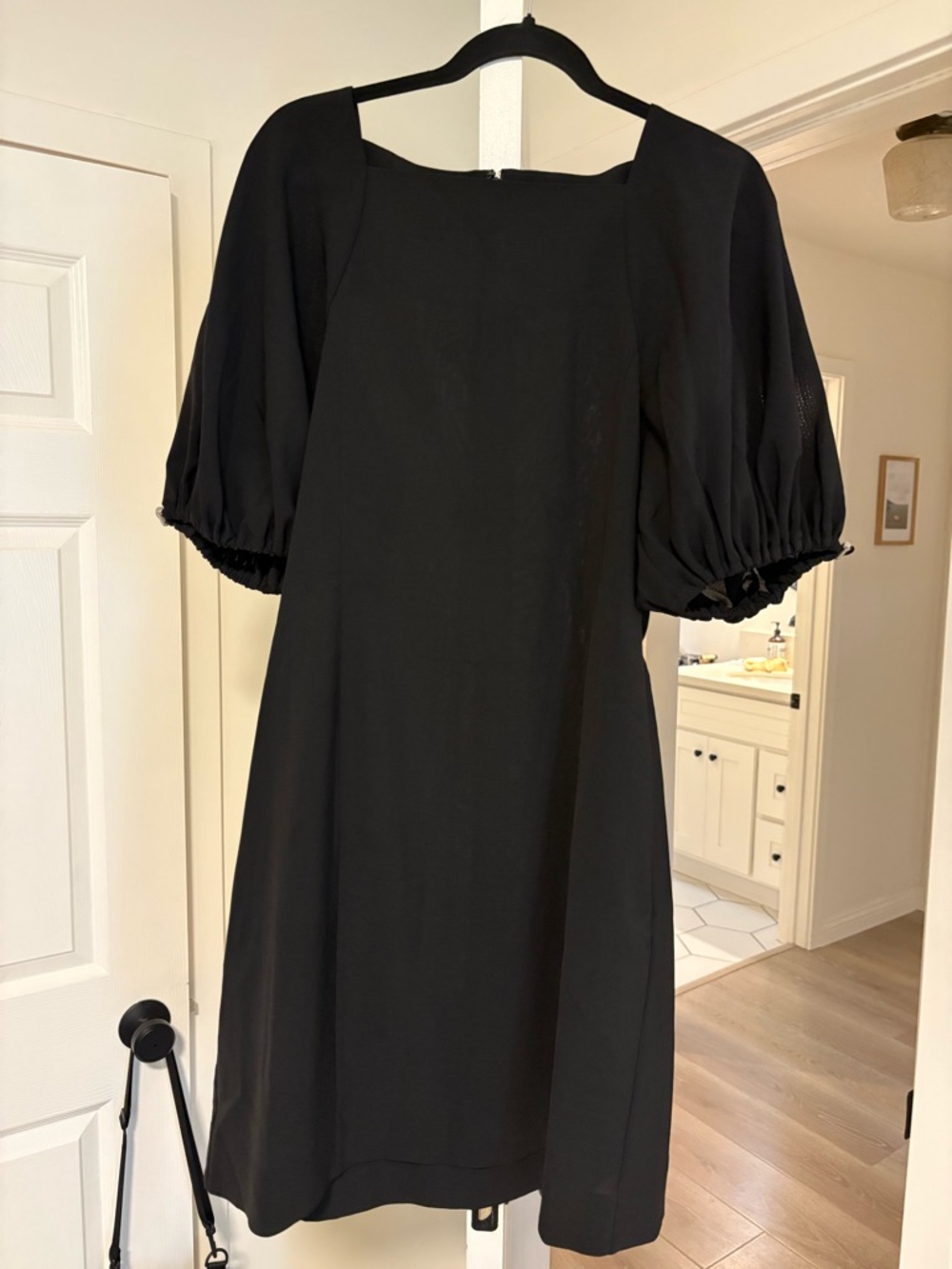 COS Black Mini Dress with Puff Sleeves